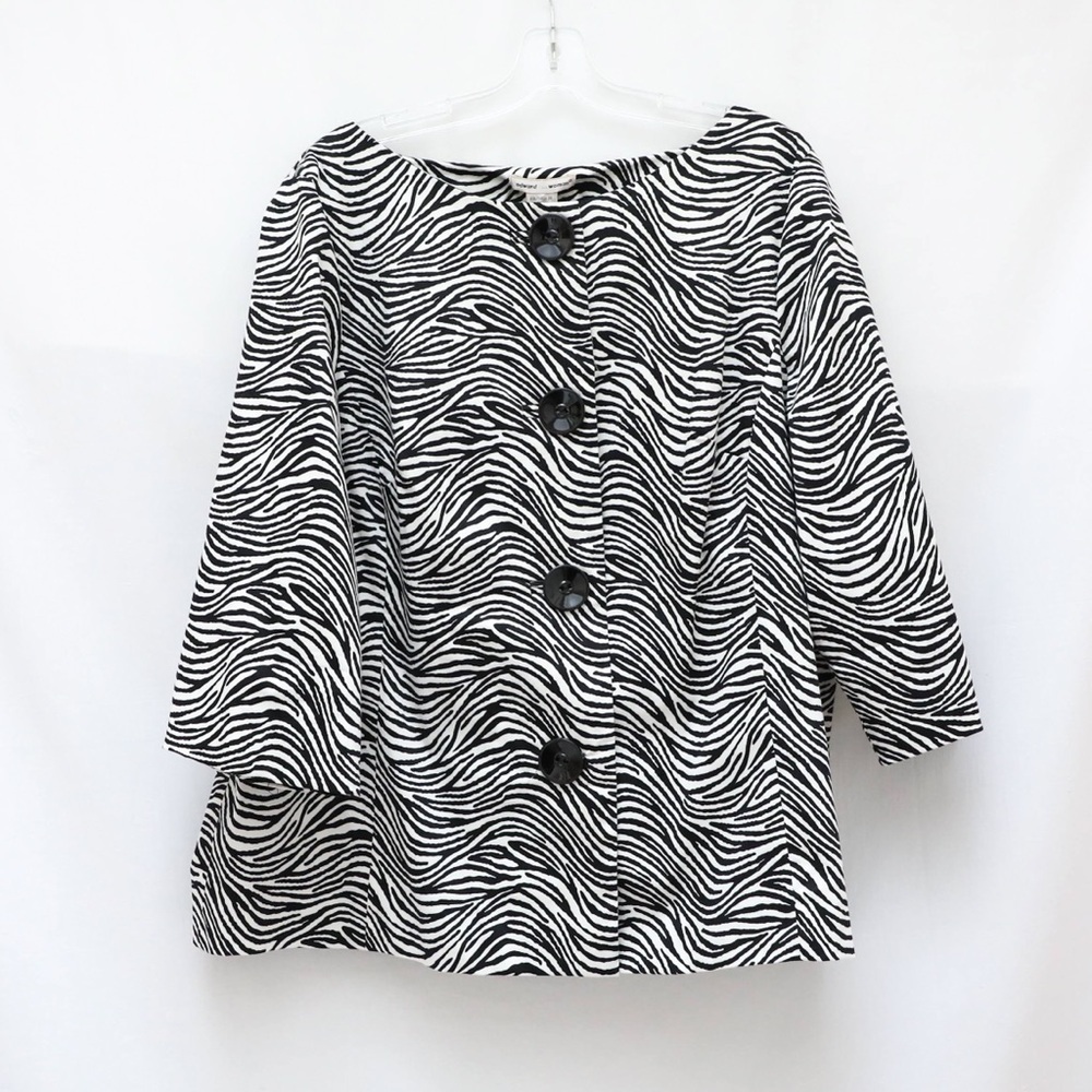 Edward Woman jacket zebra animal print black white plus size 2X cotton trendy